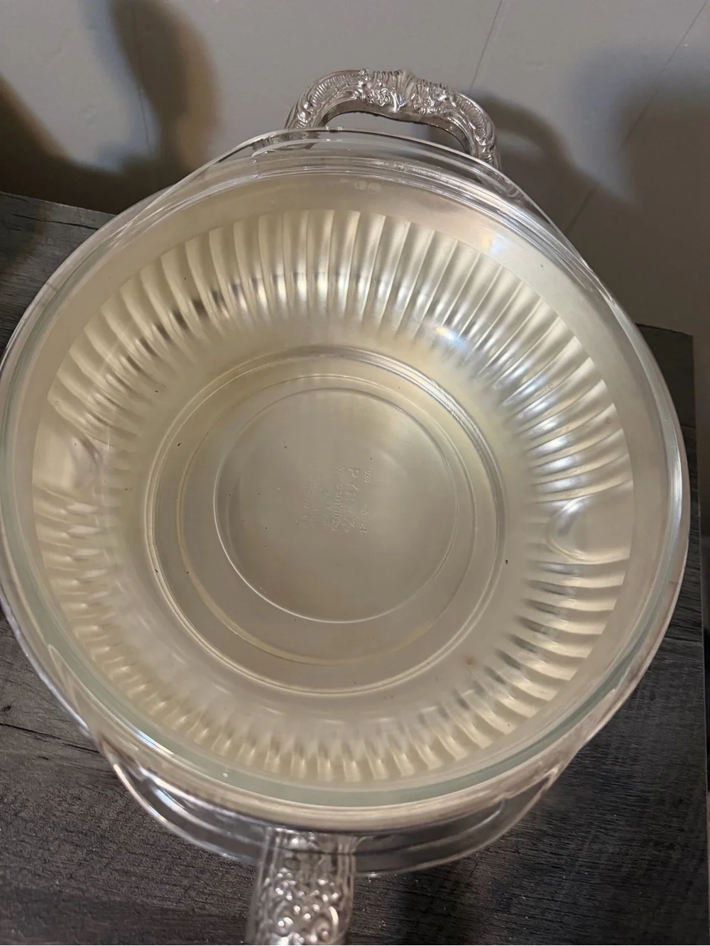 Silver-Tone Lidded Serving Pan with Wooden Handle